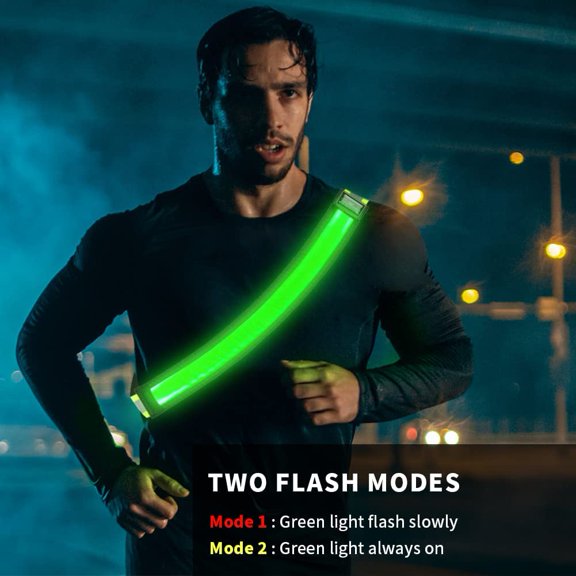 TRHOO-LED Reflective Running Gear,High Visibility Reflective Belt Sash with Safety Light,USB Rechargeable Adjustable Size Night Accessories for Night Outdoor Running