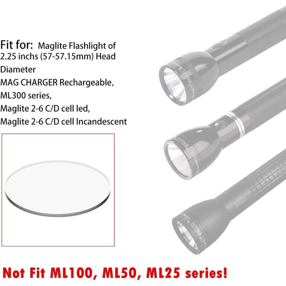 TRHOO-Lens fit Maglite C or D Cell Full Size Flashlights Upgrade - Tempered Glass Lens Shatterproof and UltraClear (3 Lenses)