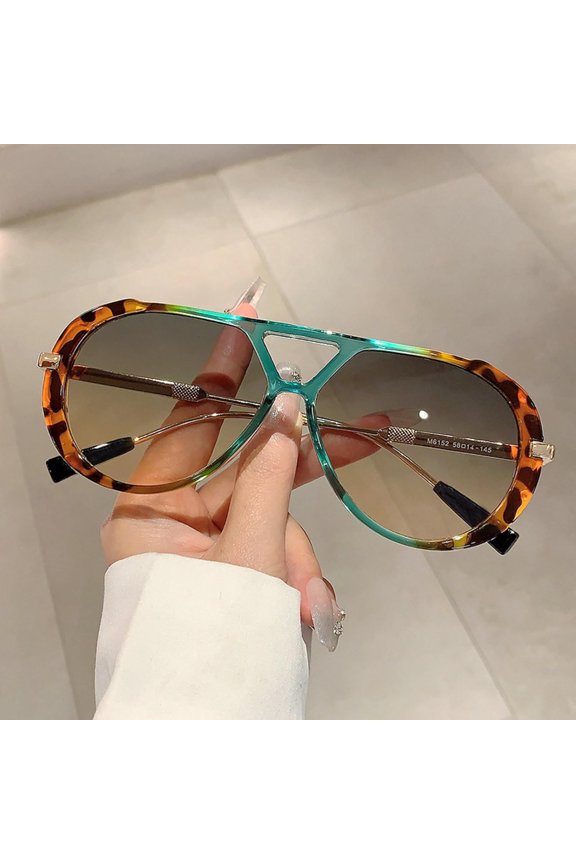 TRHOO-Oversized Pilot Sunglasses for Women Men Trendy,Large Big Double beam Designer Fashion Vintage Shades Retro Sun Glasses
