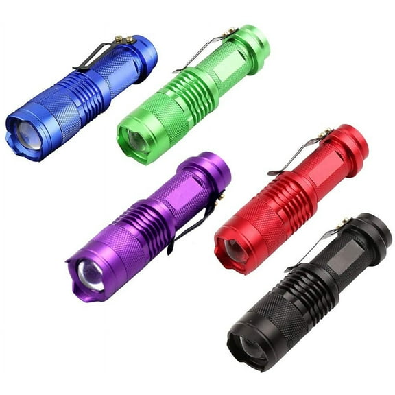 TRHOO-(Pack of 5 Multicolored 3-Mode Flashlight: Red Light Flashlight, Green Light Flashlight, Blue Light Flashlight, 395 UV Light Flashlight, White LED Light Flashlight