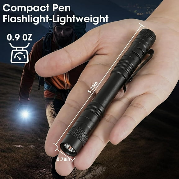 TRHOO-Pen Light Flashlight 10Pcs, LED Small Mini Pen Lights for Home, Emergency, Handheld Pocket Flashlights with Clip for Outdoor/Camping/Daily Lighting, IPX4 Waterproof Inspection Pen Flashlights