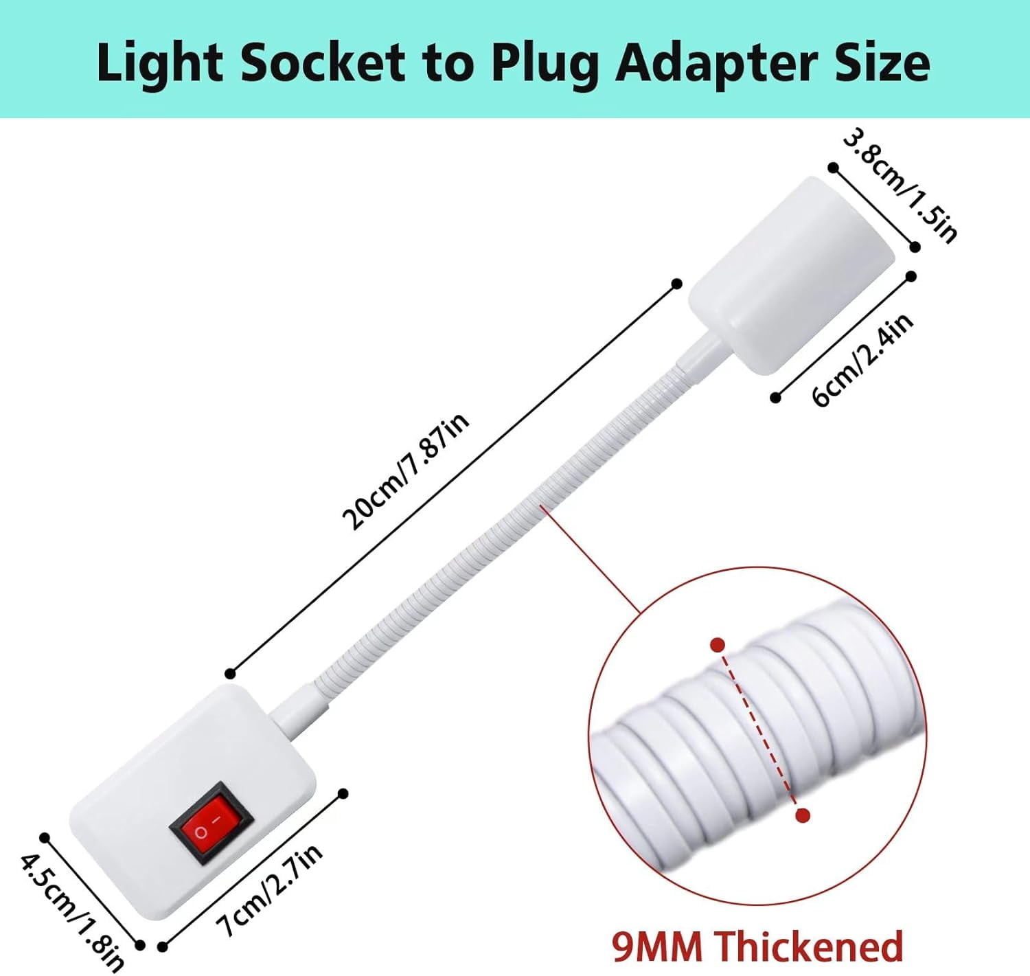 TRHOO-Plug in Light Socket E26/E27 Socket Adapter with On/Off Switch ...