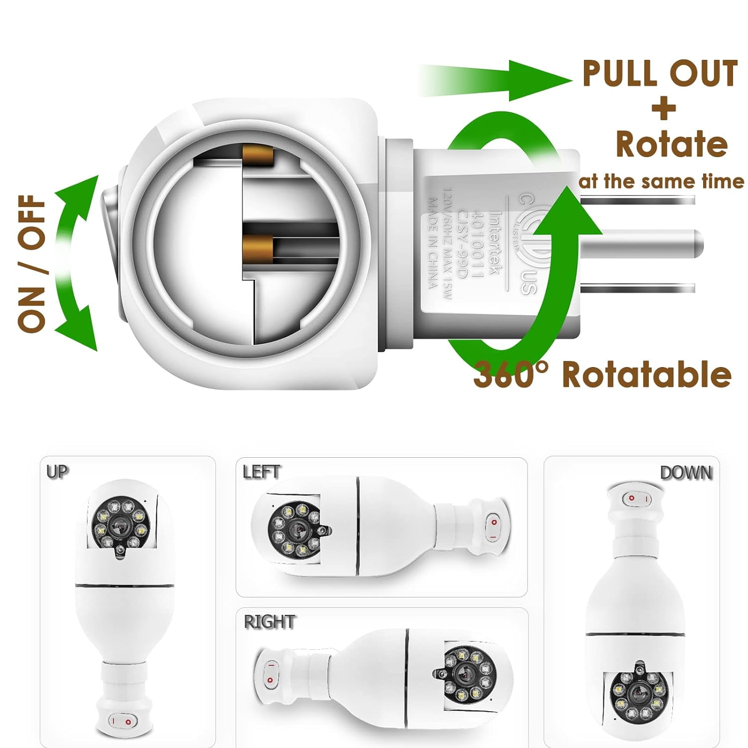 TRHOO-Plug in Light Socket,Standard Light Bulb Socket to Plug Outlet ...