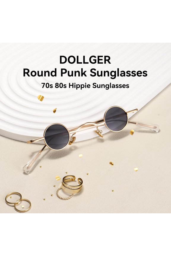 TRHOO-Punk Polarized Sunglasses 70s Hippie Circle Small Sun Glasses