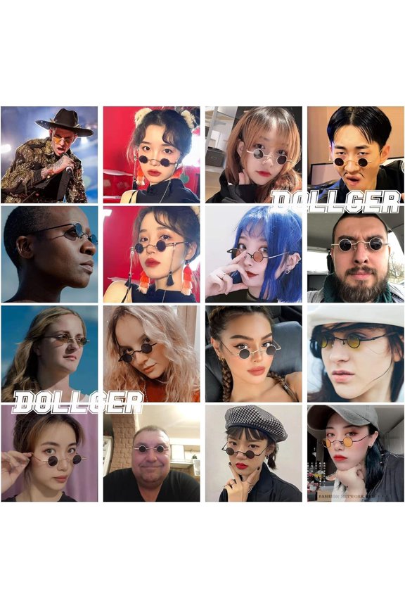 TRHOO-Punk Polarized Sunglasses 70s Hippie Circle Small Sun Glasses