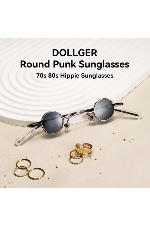 TRHOO-Punk Polarized Sunglasses 70s Hippie Circle Small Sun Glasses