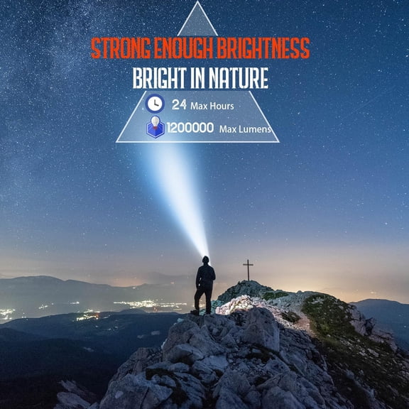 TRHOO-Q984 Rechargeable Spotlight, High Lumens 1200,000 LED Flashlight with Multifunctional Floodlamp, Built-in 14400mAh Battery Pack, Outdoor Handheld spot Light, for Farm, Hunting,Camping, Car,Boat