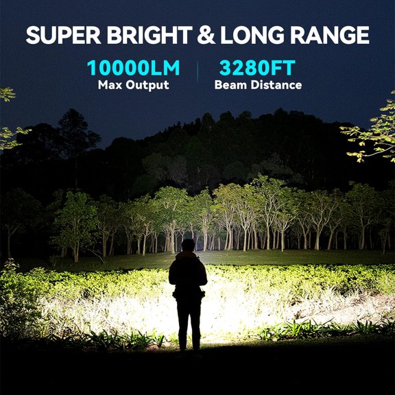TRHOO-Rechargeable Flashlight 10000 High Lumens Super Bright Powerful Led Tactical Flashlights 5 Modes Zoomable Waterproof Small Pocket Mini Handheld Flash Light for Home Outdoor Camping Emergency