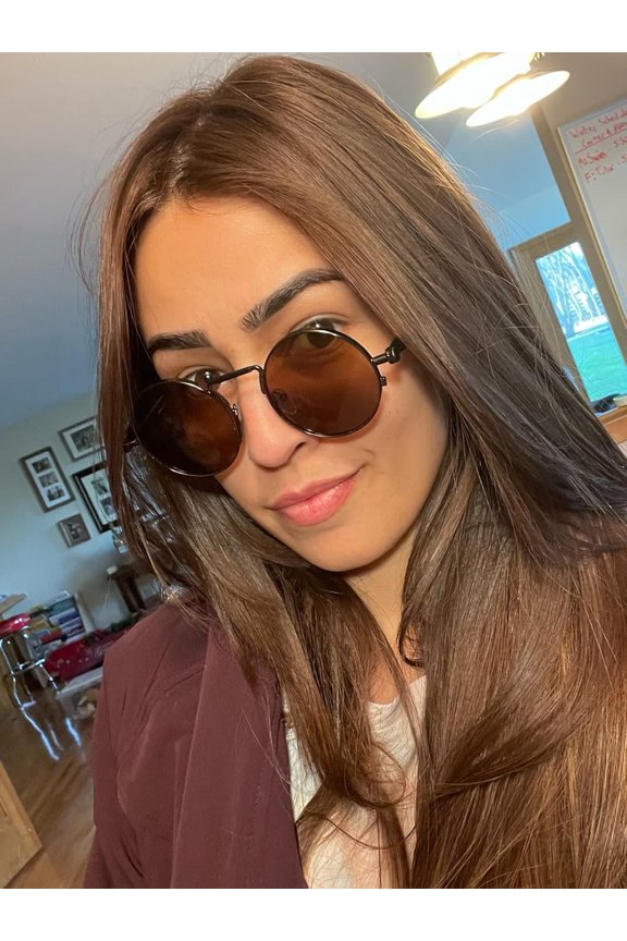 TRHOO-Round Steampunk Sunglasses Circle Lennon Glasses Gothic Metal Frame 100% UV Blocking Lens