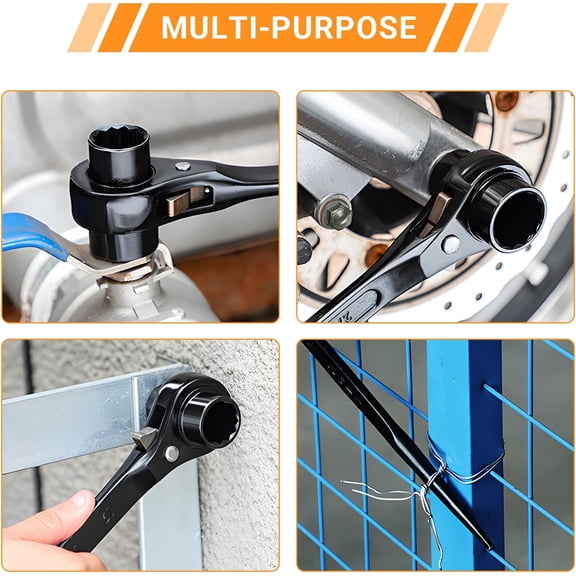 TRHOO-Scaffold Podger Ratchet Spanner Ratchet Wrench Scaffold Double Ratchet Multifunctional Socket Wrench Site Ratcheting Scaffold Tools Long Handle Bar Hammer for Construction Works (30-32mm)