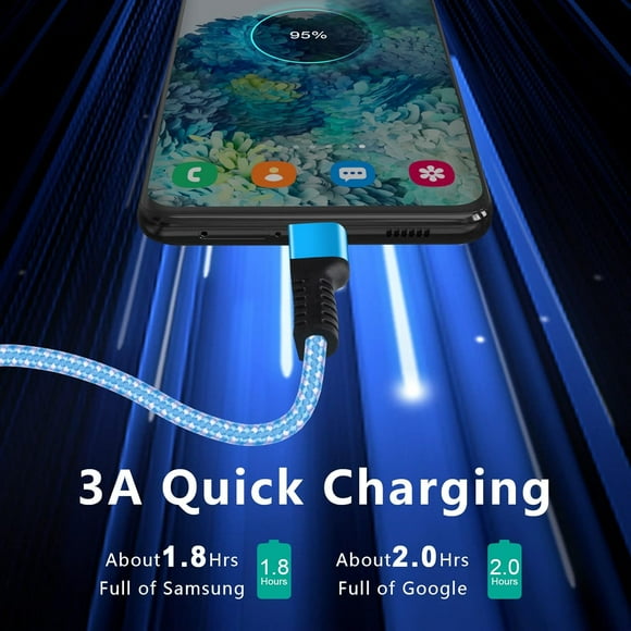 TRHOO-Short Android Charger Cable for Google Pixel 9 8a 8 7 6 Pro 7a 6a 5 5a 4a XL,3Pack USB Type C Cable 3ft Fast Charging Cord for Samsung Galaxy A16 Z Fold 6 5 S24 S23 S22 A15 A14 A13 A55 A53 S21