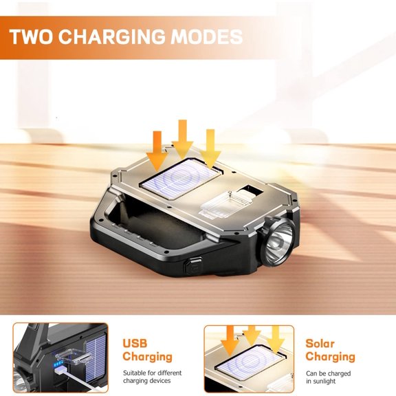 TRHOO-Solar Handheld Flashlight, 1000 Lumens Solar or USB Charging Handheld Flashlights, Waterproof Portable Solar Powered Flashlights with 6 Modes for Fishing Outdoor Camping Power Outage Emergencie