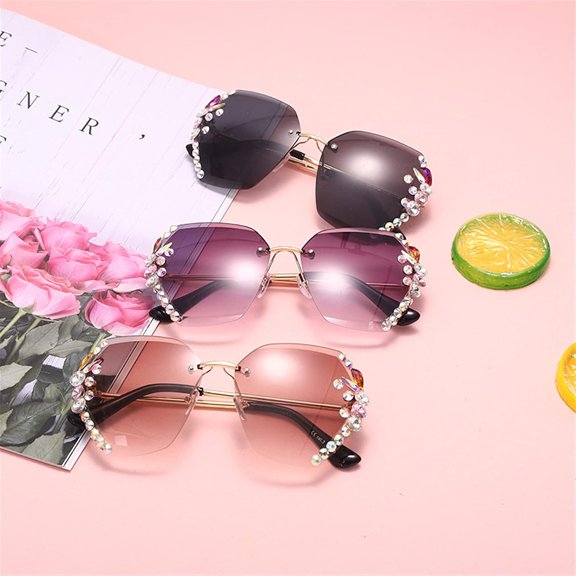 TRHOO-Square Crystal Sunglasses Women Shades Rimless Rhinestone Sun Glasses Female diamonds Party Eyewear