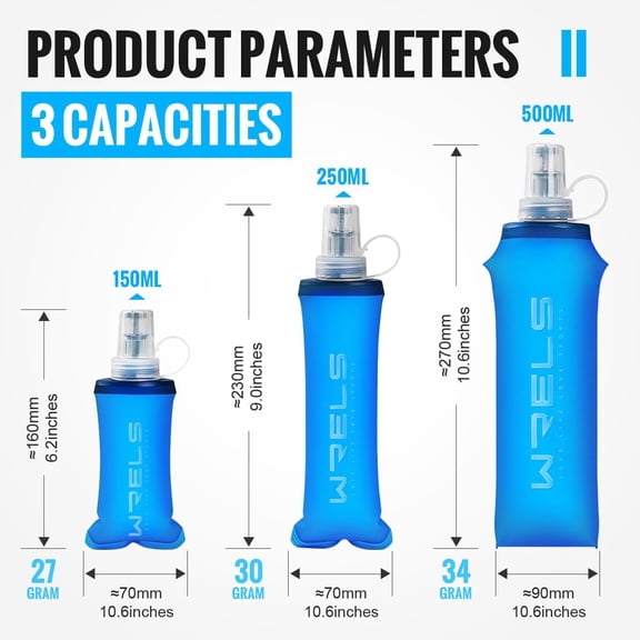 TRHOO-TUP Collapsible Soft Flask,Lightweight PBA Free Folding Running Water Bottles,Leakproof Durable Hydration Flask for Outdoors (250ml/8.45oz-Dark Blue)