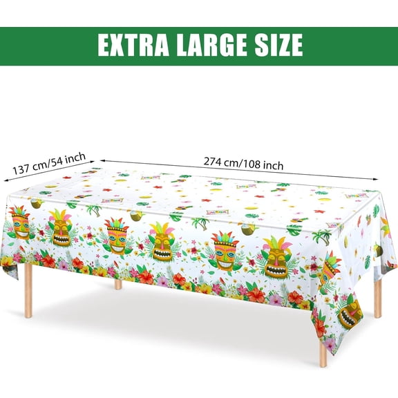 TRHOO-Tiki Party Decorations Tablecloths Hawaiian Luau Table Covers Plastic Disposable Tropical Table Clothes for Aloha Tiki Bar Tropical Summer Beach Birthday Party Supplies, 54 x 108 Inch (1 Pack)