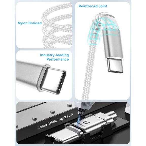 TRHOO-USB C Cable, 2 Pack 3FT USBC Cable Fast Charging Cord 3A Type C Cable for Samsung Galaxy S24 S23 S22 S21 S20 A14 A15 A20 A32 A42 A53 A54, iPhone Series, Tablet, Pixel, LG, PS5(White)