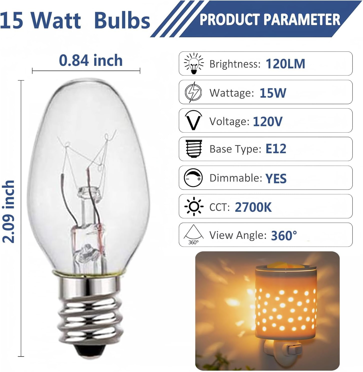 Bulb Imagepak TRHOO-Wax Warmer Bulb - Salt Lamp Bulb,15 Watt Light Bulb for Scentsy ...