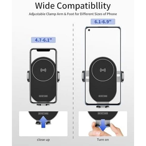 TRHOO-Wireless Car Charger for Popsocket/Otterbox/Thick Cases up to 10mm, Phone Holder Mount for Car Dashboard Charger,Auto Clamping for iPhone 16 15 14 13 12 11/Samsung Galaxy/Google Accessories