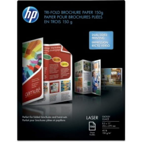 HP Laser Print Flyer Paper 8 1/2" x 11" Smooth Glossy 150 / Pack White Q6612A