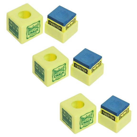 TRIANGLE Personal Billiard CHALK Holder with Chalk, Pack of 3