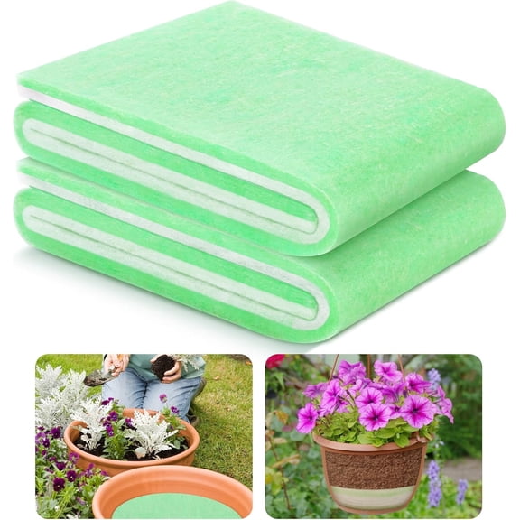 TRIANI Green Plant Pots Drainage Filler 47.2" x 11.8" Green Adhesive-Free Cotton Plant Pot Breathable