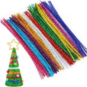 TRIANU 100 Pcs Christmas Pipe Cleaners, Craft Pipe Cleaners Glitter Chenille Stems Creative Arts Chenille Stems for DIY Craft, Multicolor