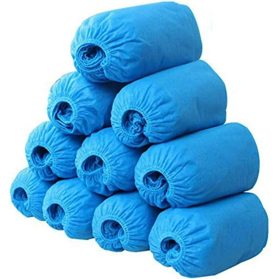 TRIANU 100Pcs Shoe Covers Disposable Non Slip, Large Foot Covers for Shoes Disposable, Contractors Guards, Floor and Carpet Protectors Shoe Coverings, One Size Fits Most, Blue