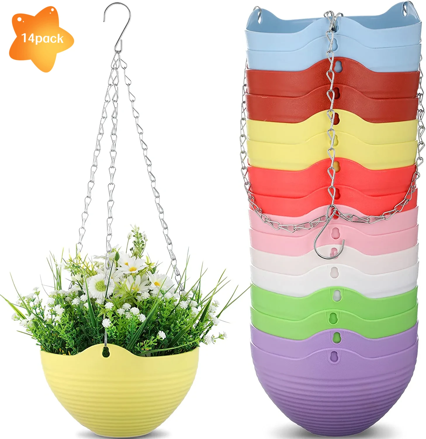TRIANU 14 Pack Mini Hanging Planters Garden Self-Watering Flower Plant Pot  Container Succulent Plastic Planter Pots with Hanging Chain, Multicolor -  Walmart.com