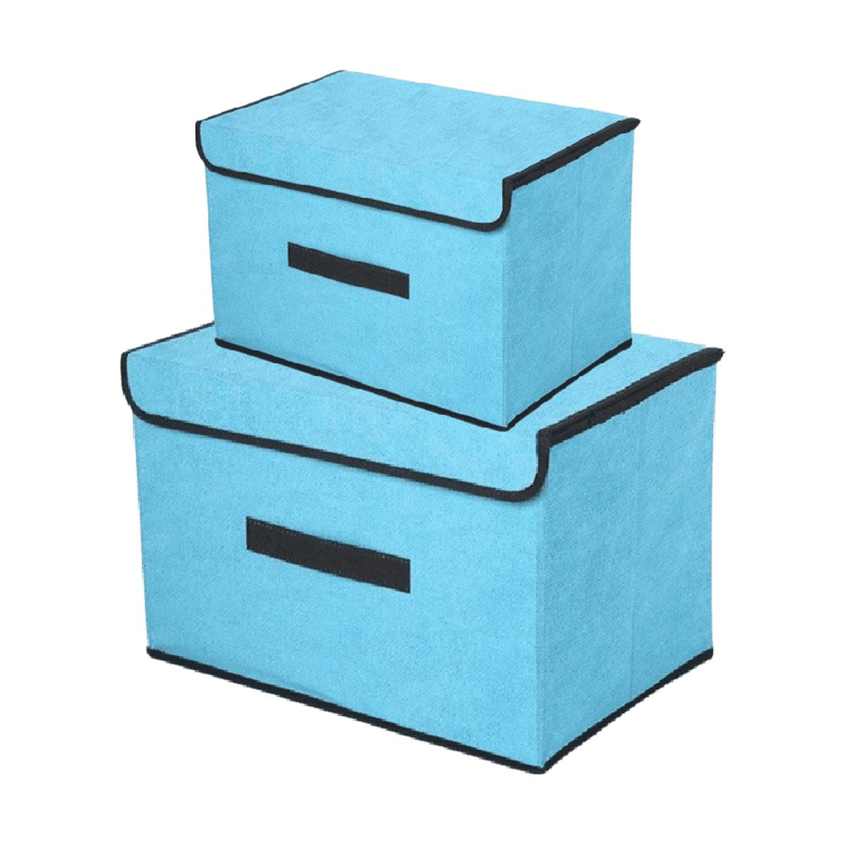 TRIANU 2 Pack Collapsible Fabric Cube Storage Bins Organizer Boxes Baskets with Lids, Medium