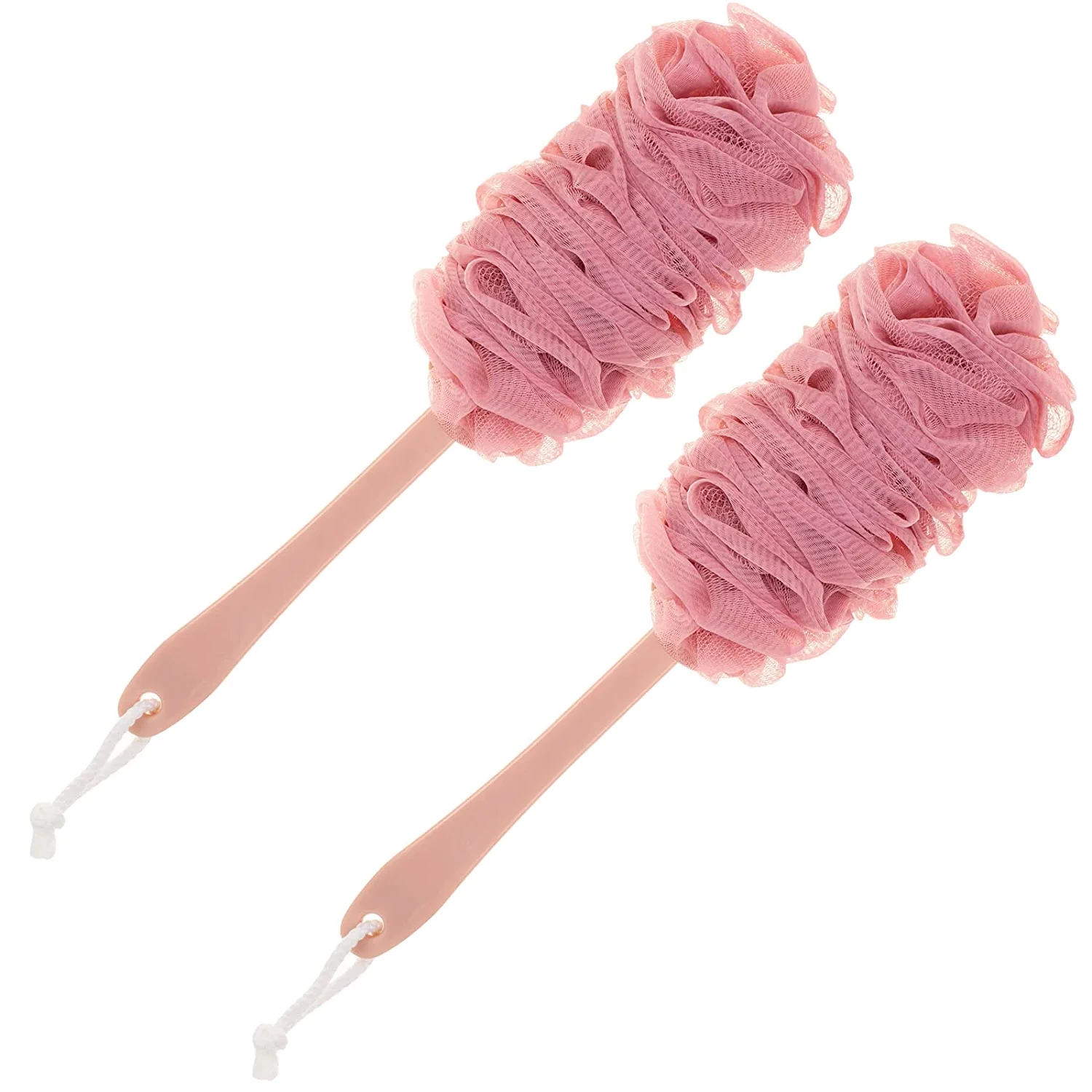 TRIANU 2 Pack Shower Loofah with Handle, Exfoliating Body Brush on a ...