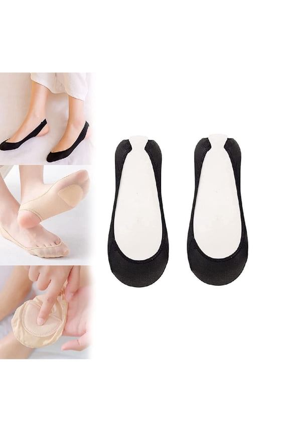 2 Pairs Sock-Style Ball of Foot Cushions for Women, Forefoot Cushion Pads for Women, Metatarsal Pads Forefoot Cushion Pads Kit, Black