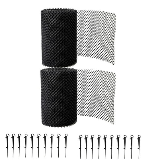 TRIANU 2 Rolls Gutter Guards with 20 Clip Hooks for Easy Installation 7in Wide By 26ft Long, Plastic High Resistance, Black