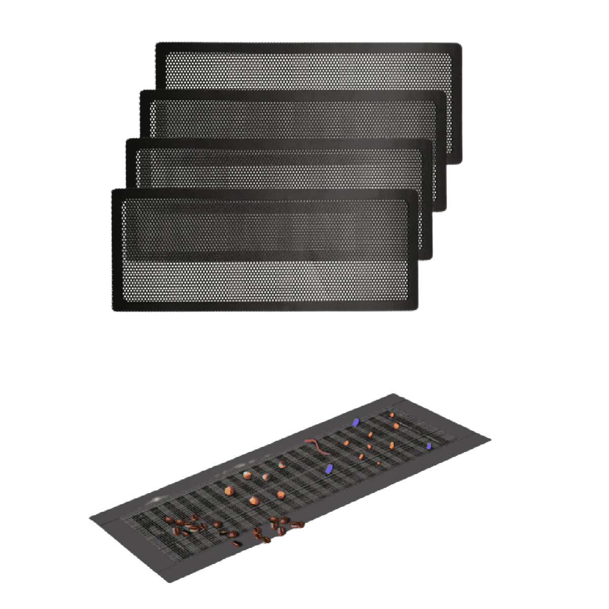 Trianu 4 Pack Floor Vent Covers 4"x10” Air Vent Screen Cover Magnetic Vent Mesh Floor Register Cover Plastic Vent Screen for Wall Ceiling Floor Catch Debris Hair Insect, Black
