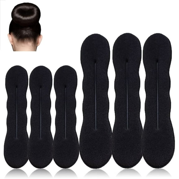 TRIANU 6 Pcs Hair Bun Maker for Hair Foam Sponge Hair Donuts for Buns, Magic Hair Twister Easy Snap-and-Roll Bun Hair Tool, Hair Bun Accessories for Women, Black