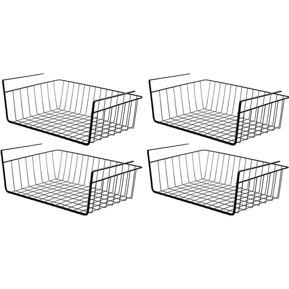 TRIANU Black Wire Under Cabinet Baskets - 4 Pack- Measures 10.82*9.84*5.11 inch