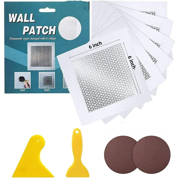 TRIANU Drywall Repair Patch, 10Pcs Self Adhesive Fiberglass Wall Repair Patch Kit, 6 x 6 in Aluminum Wall Repair Patch for Drywall Plasterboard Holes