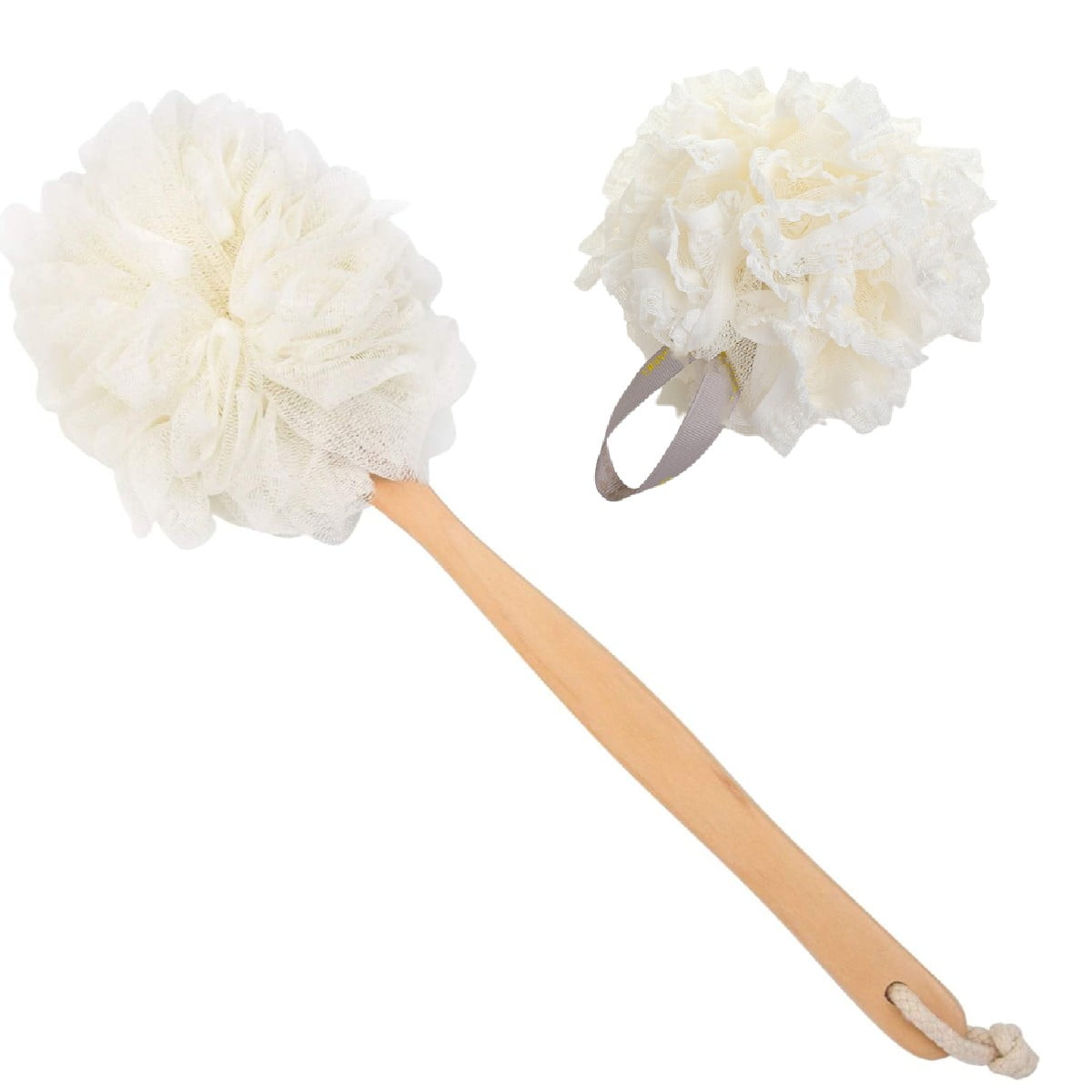 TRIANU Exfoliating Loofah Back Scrubber and Loofah Set, Loofah on a Stick, Extra Large Loofah