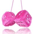 thumbnail image 1 of TRIANU Fuzzy Plush Dice for Car Mirror, 2 Pack Retro 3” Pink Dice with White Dots for Car Interior Hanging Ornament Decoration, 1 of 6