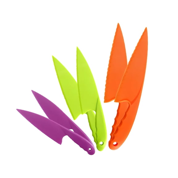 TRIANU Kids Knife Set of 6 - Kids Plastic Nylon Knives for Real Cooking - Toddler Knife for 2 Year Old & Up - BPA-Free Kids Knives with Safe Serrated Edges