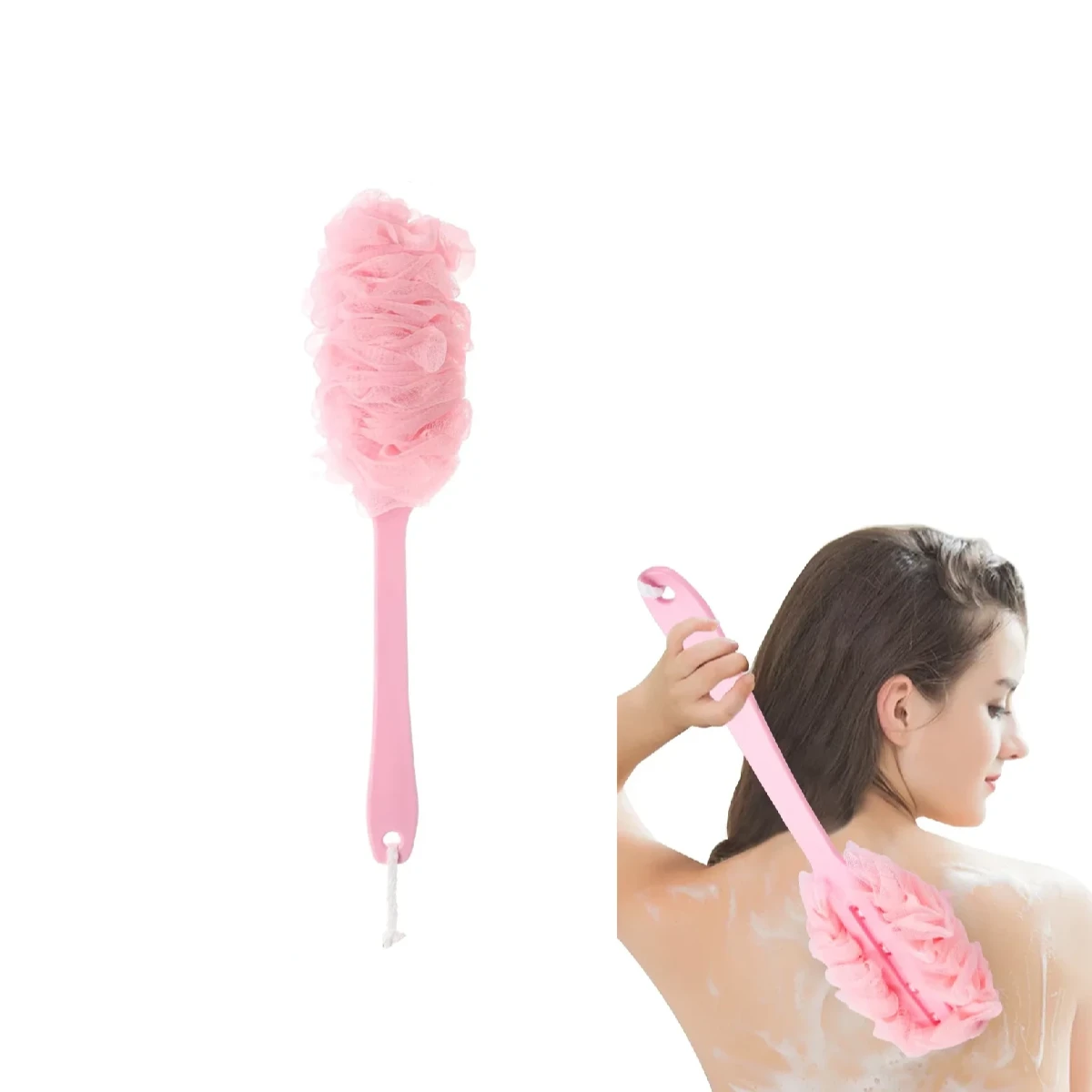 TRIANU Long Handle Body Bath Brush Shower Loofah Sponge on a Stick for