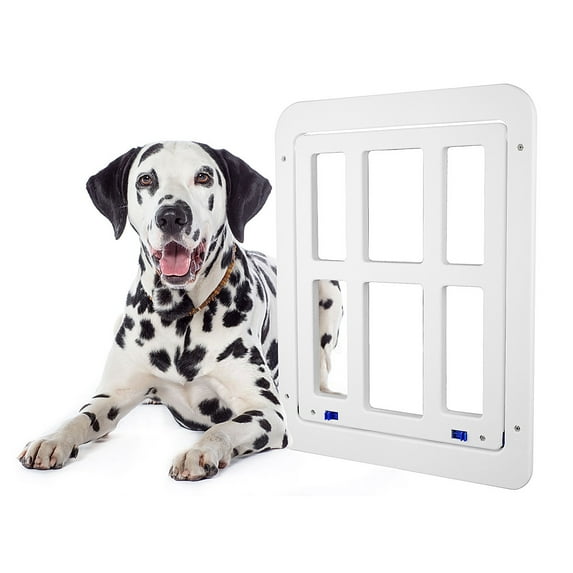 TRIANU Pet Screen Door, Inside Door 8.2" x 9.6", Lockable Magnetic Flap Screen Automatic Lockable Black Door for Puppy Dog and Cat Door, White