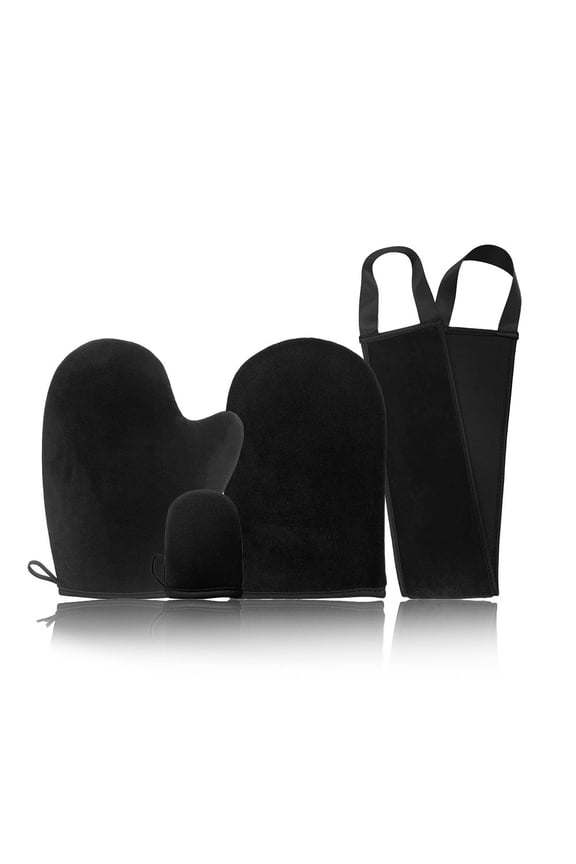 Self Tanning Mitt Applicator Kit Tanning Mitts Self Tanner Applicator Set of 4 Self Tanning Glove for Self Tan Mitt Applicator Kit, Back Tanning Applicator, Black
