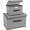 thumbnail image 1 of TRIANU Storage Bins with Lids, Large & Small Foldable Storage Boxes Bins Stackable Storage Box Basket Closet Organizer with Handle for Shelf, Office, Toys, Clothes, Books, 2Pack, Gray, 1 of 7
