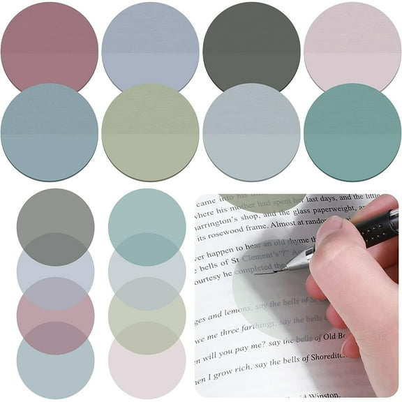 TRIANU Transparent Sticky Notes Round Translucent Sticky Notes Sticky Tabs Colorful Page Flags Stickers Clear Book Markers Bible Journaling Study Office, 8 Colors (400Pcs, 1.75 inch)