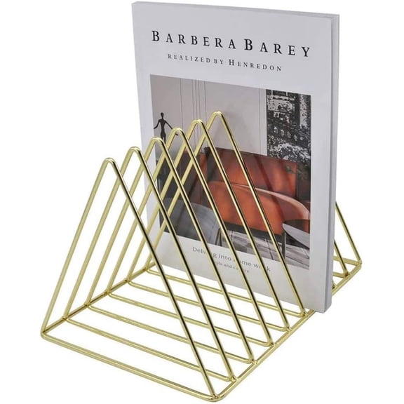 TRIANU Triangle File Folder Magazine Holder Metal Newspaper Holder Magazine File Storage for Office Home Decoration, Rose Gold
