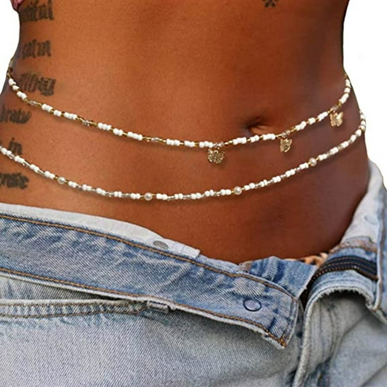 Beaded Waist Chain, Body Jewelry, Stretchy Elastic String, Belly Beads, Waist Chain, Belly Chains, Waist Jewelry, African Waist Beads