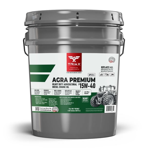 TRIAX Agra Premium 15W-40 Super Heavy Duty Diesel Engine Oil, 5 Gal