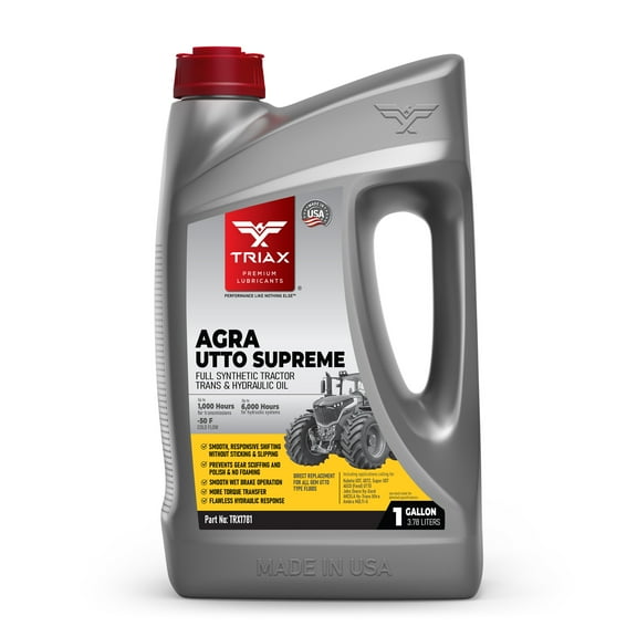 TRIAX Agra UTTO Supreme Full Synthetic Tractor Transmission and Hydraulic Oil, 1 Gallon