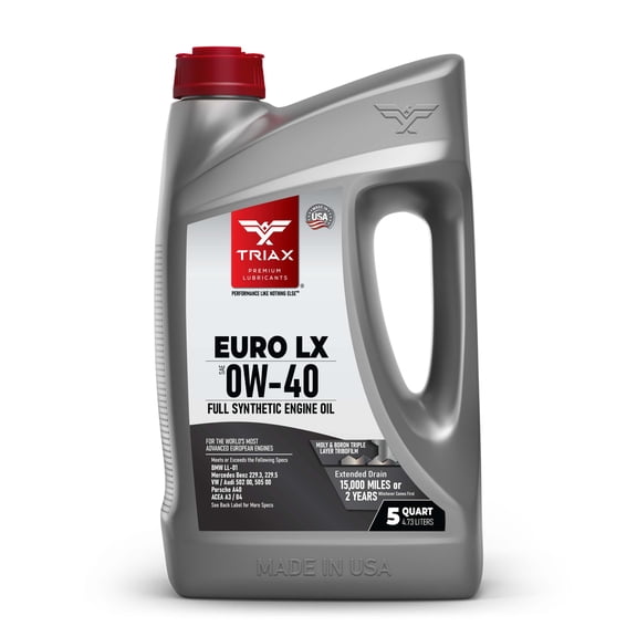 TRIAX Euro LX 0W-40 Full Synthetic European Car Engine Oil, 5 Quart Jug
