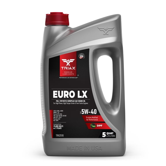 TRIAX Euro LX 5W-40 Full Synthetic European Car Engine Oil, 5 Quart Jug